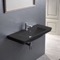 Drop In Sink in Matte Black Ceramic, Modern, Rectangular